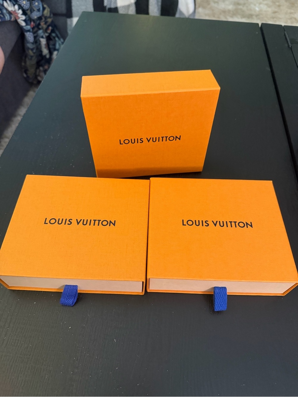 Louis Vuitton Orange Gift Boxes with Navy Pull Tabs - Set of 3